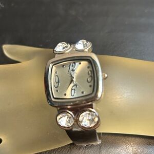 Elegant Figaro Couture Silver and Brown Watch with Crystal Accents